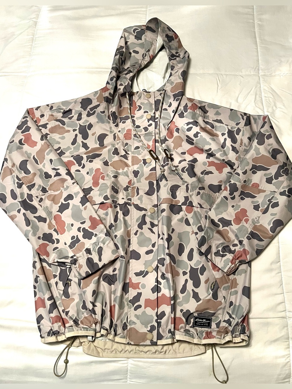 Eddie Bauer Women’s Waterproof Hooded Camo Windbreaker Rain Jacket-Hiking-S